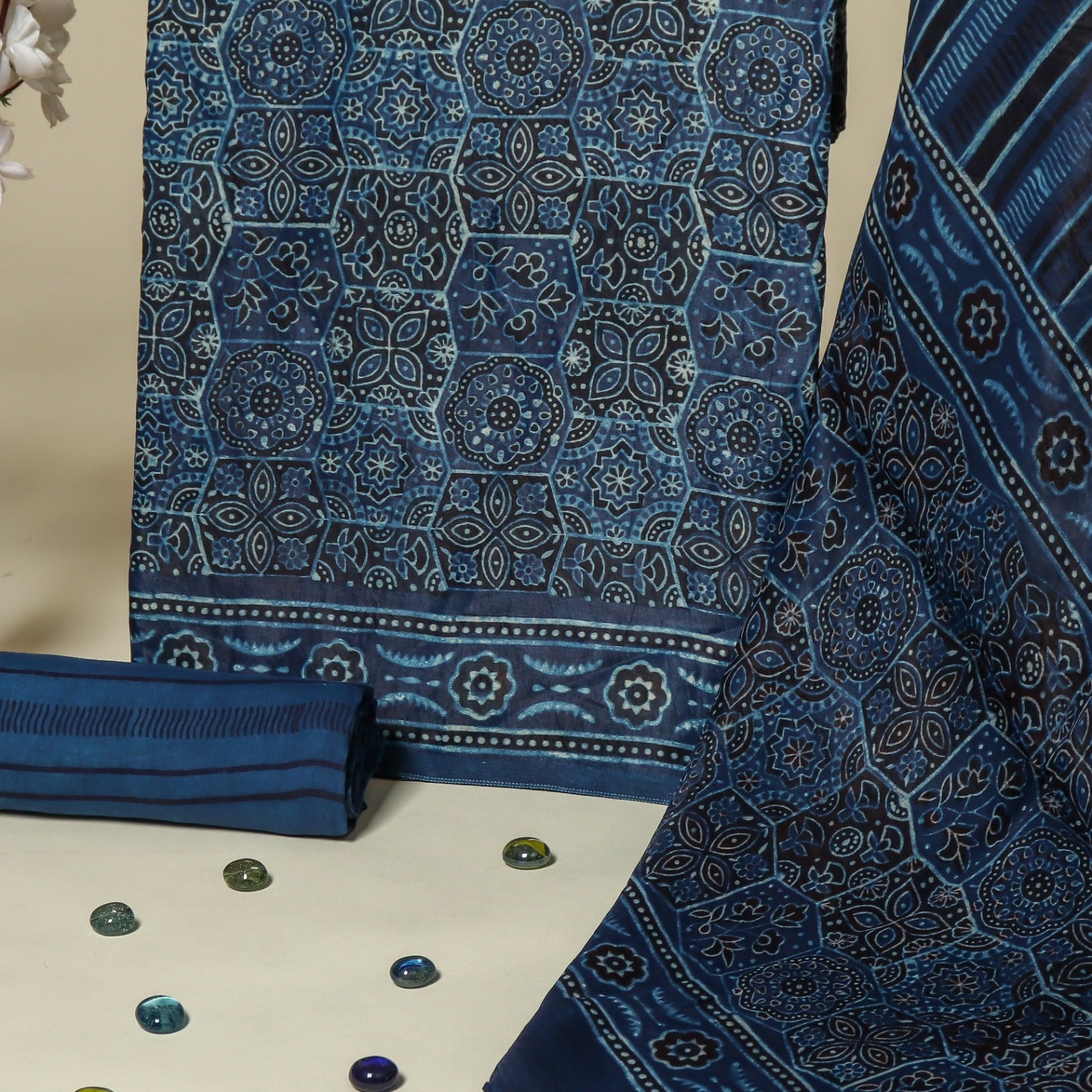 Shop hand block print gaji silk suits online shopping (GAS02)