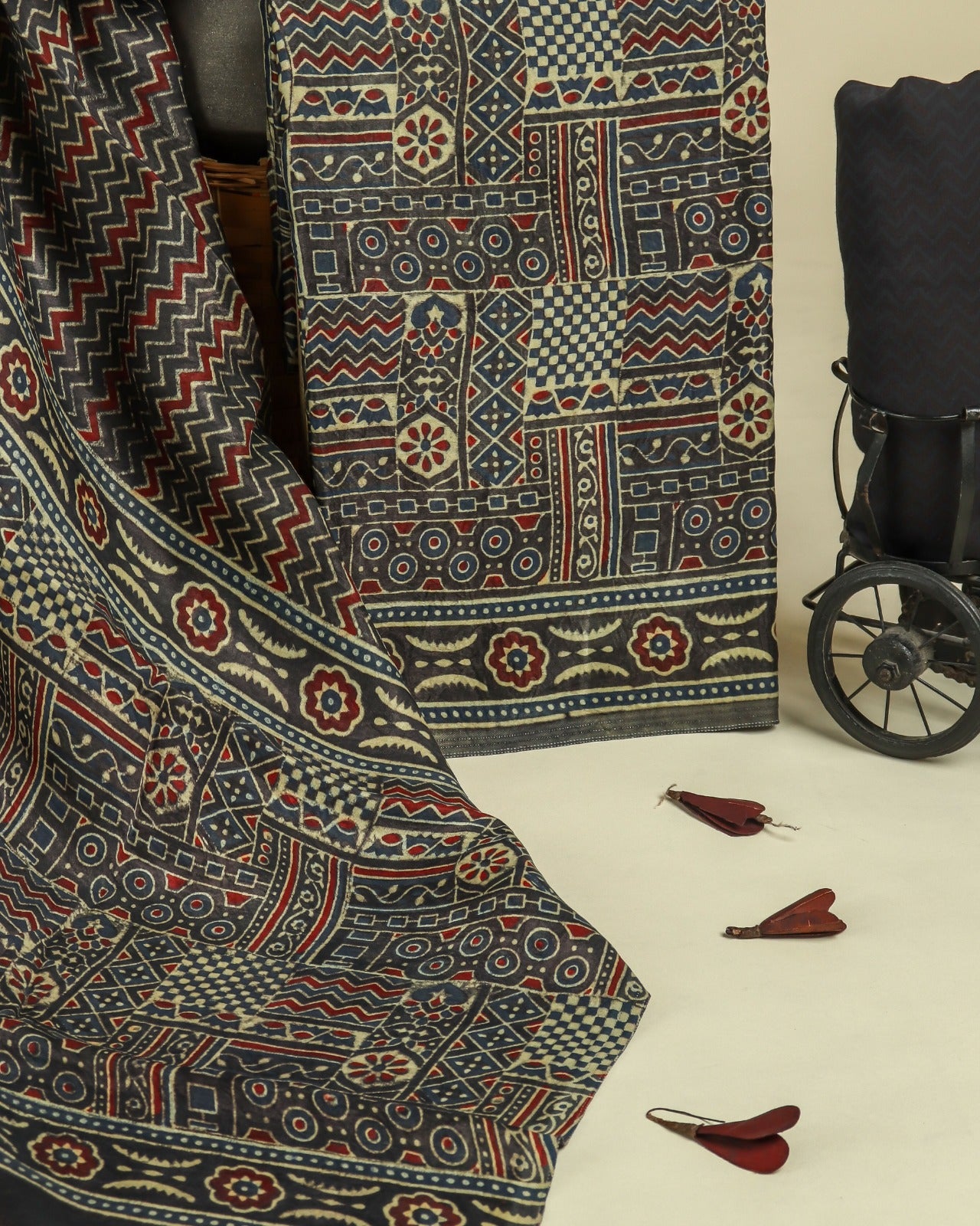 Shop traditional hand block print gaji silk suits online (GAS03)