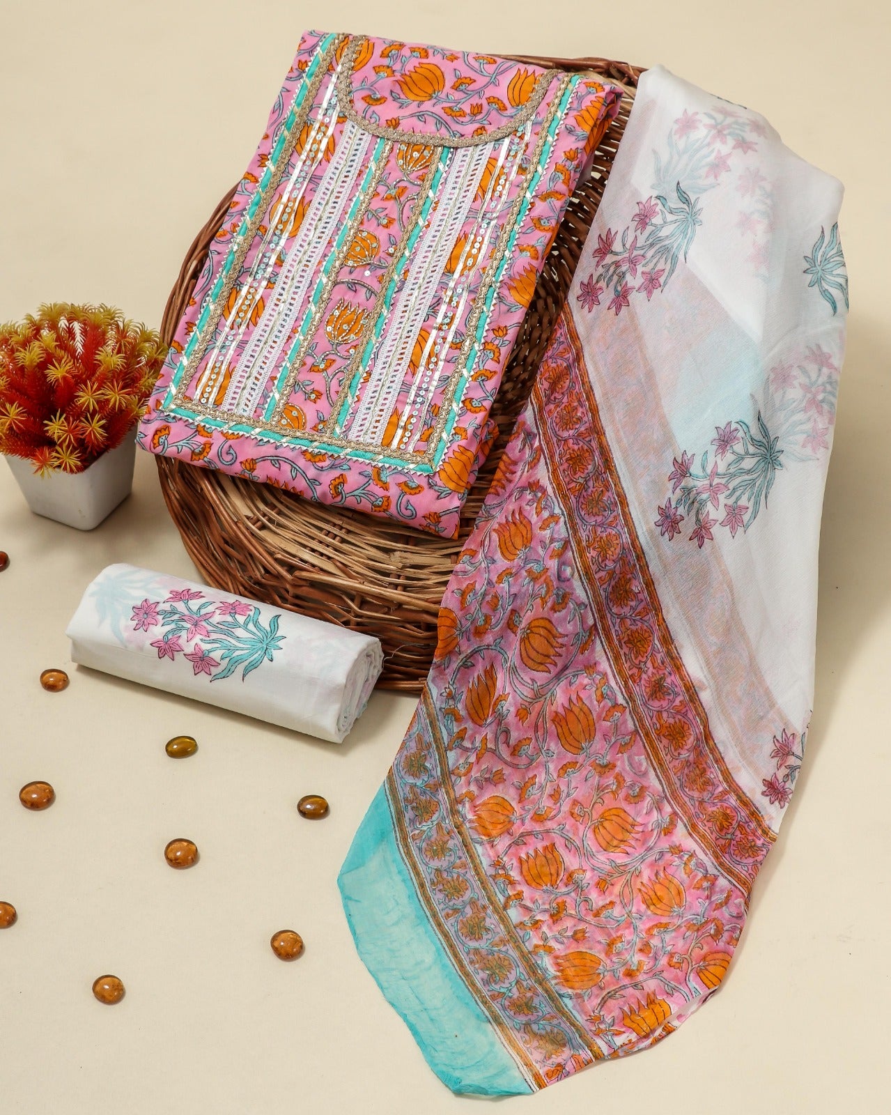 Shop gota work suit sets with chiffon dupatta (GOTA11CH)