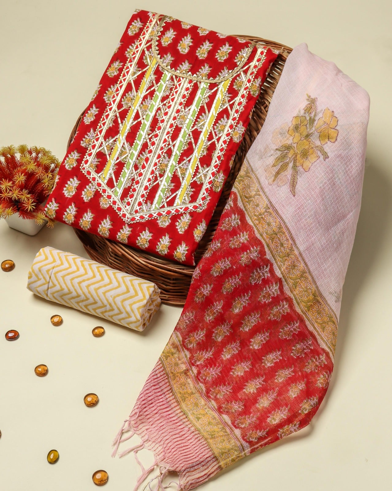 Shop block print gota work suits online shopping (GOTA17KD)