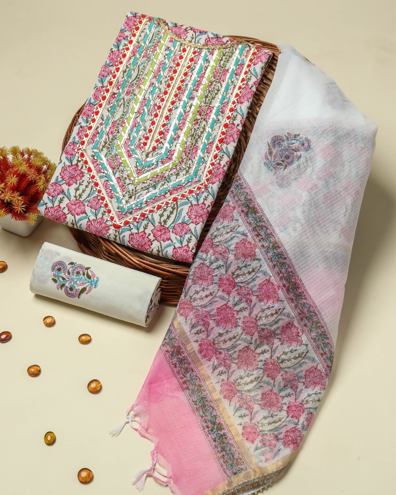 Shop unstitched gota work suits with kota dupatta online (GOTA18KD)