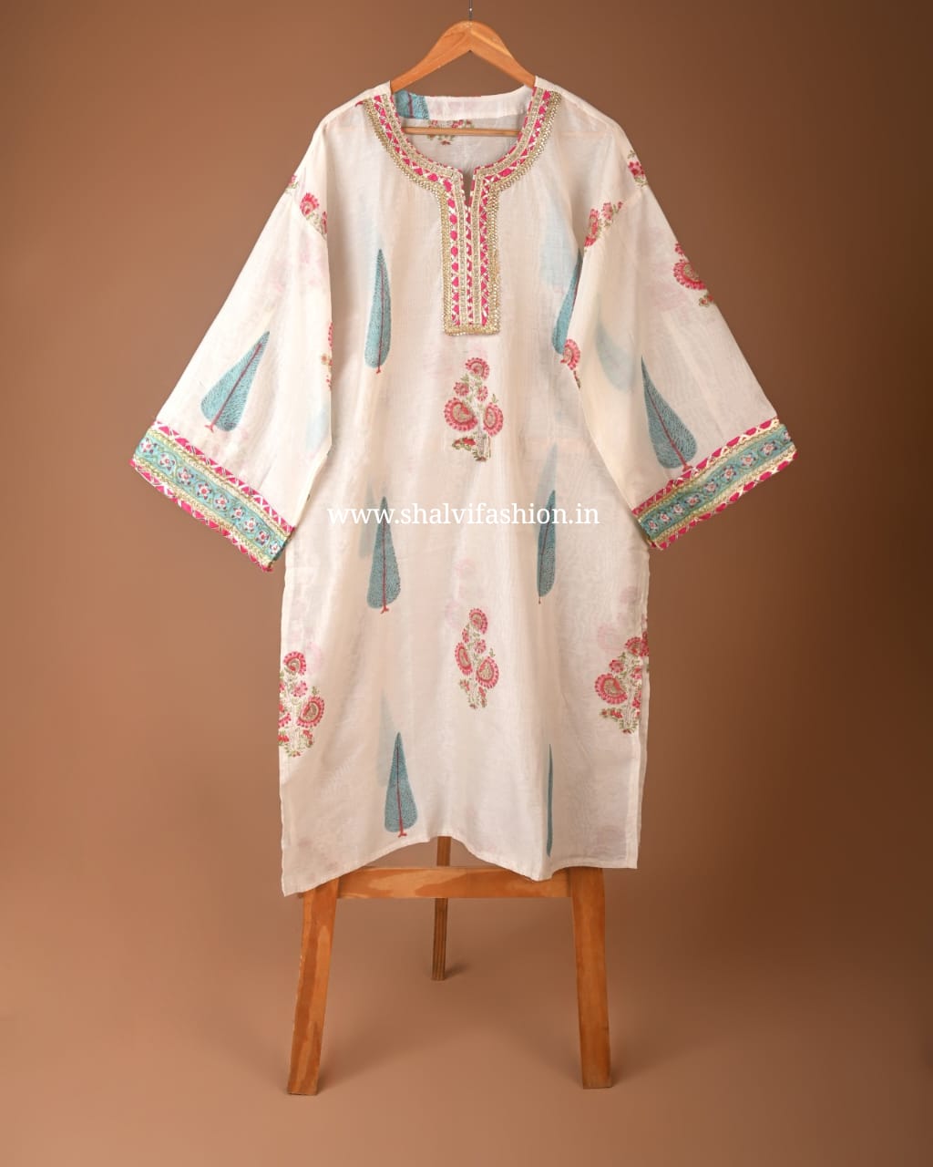 Shop semi stitched gota work chanderi suits online (GOTA73)