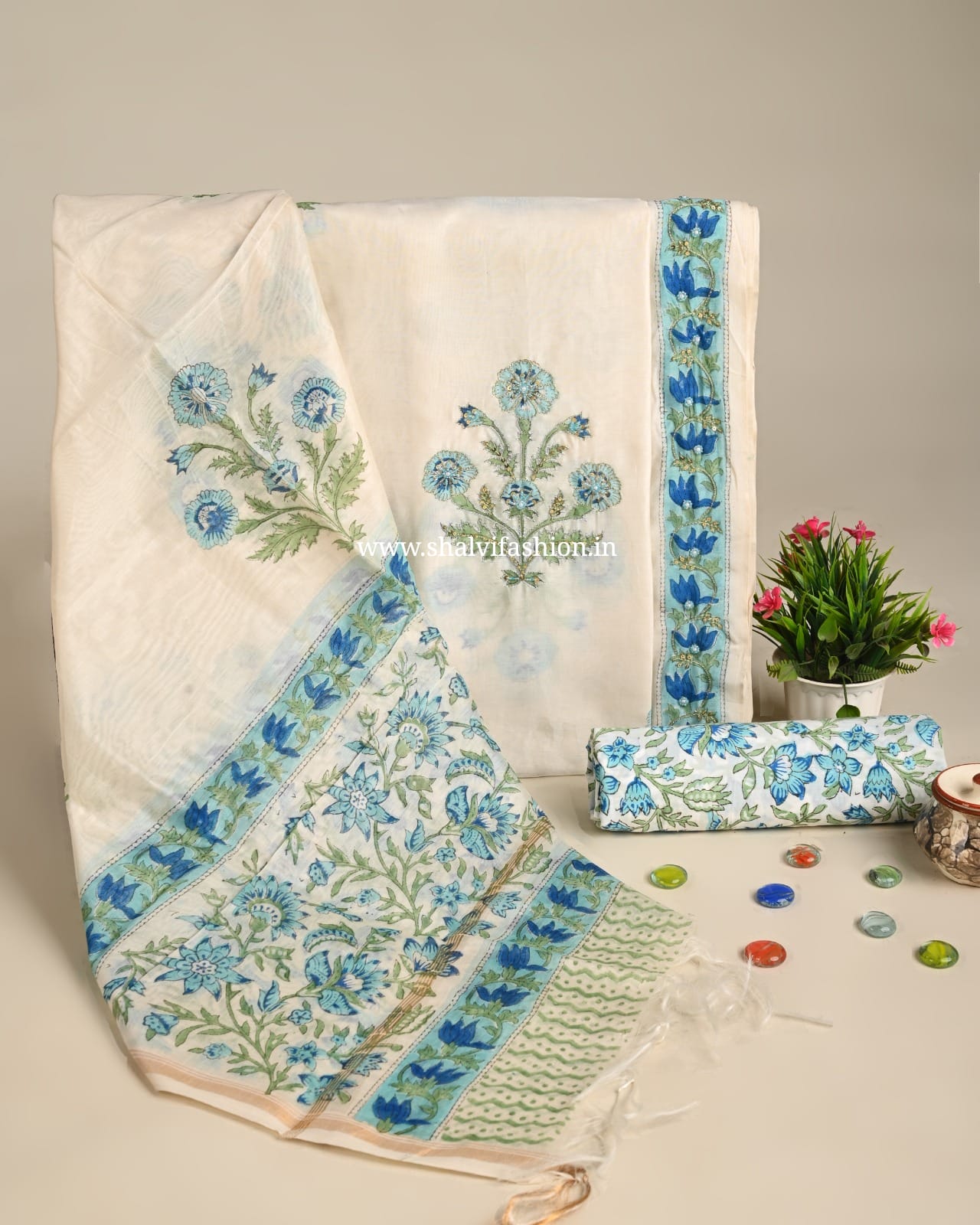 Shop zardosi hand work chanderi silk suits online (GOTA98)