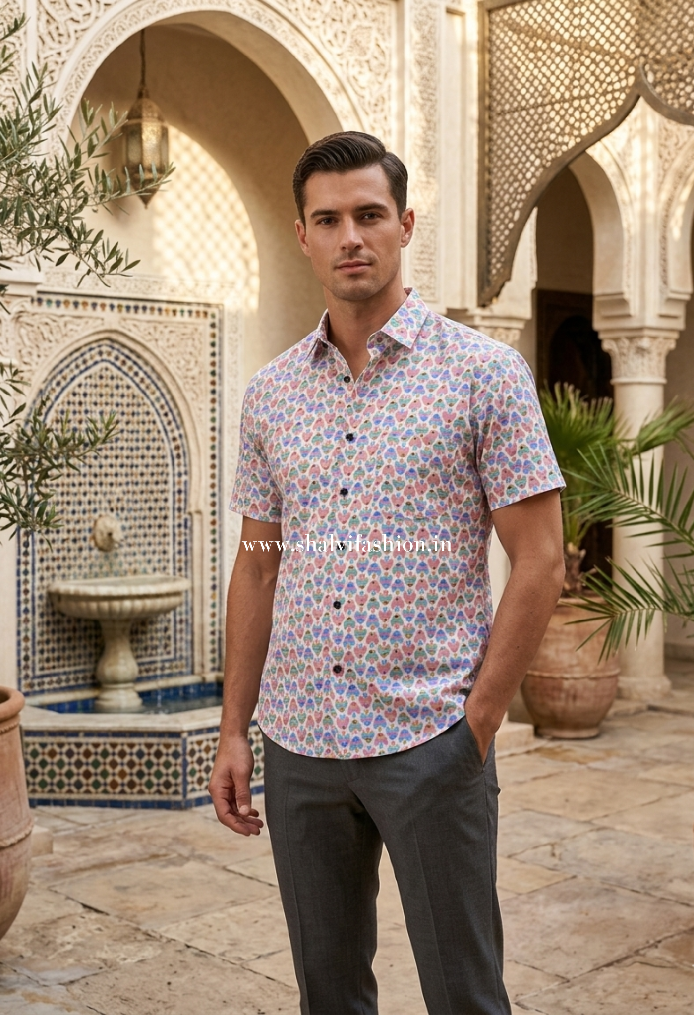 Shop printed cotton men shirts for summer (MCH20)