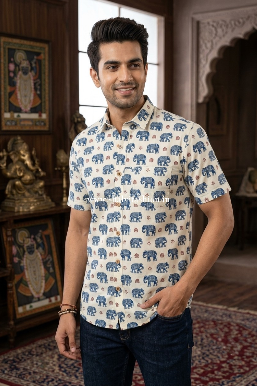 Shop jaipuri printed cotton men's shirt (MCH38)