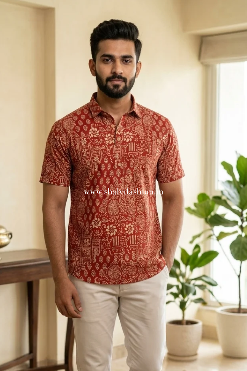 Shop sanganeri print cotton shirts for men (MCH40)