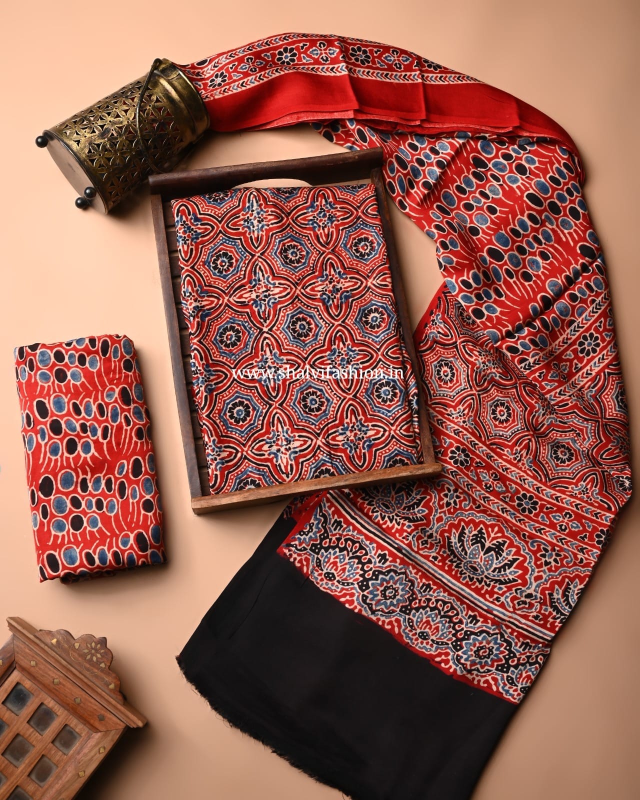 Shop ajrak printed modal silk suits in jaipur (MOD08)