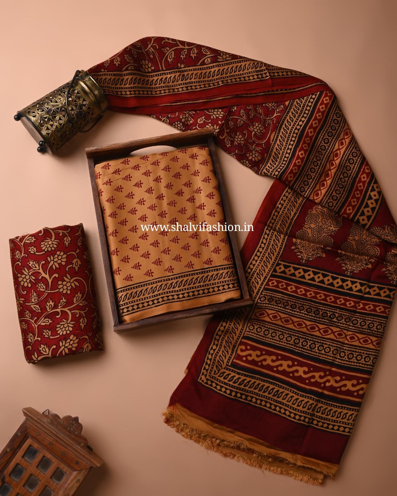Shop bagh print modal silk suits set  in jaipur (MOD92)