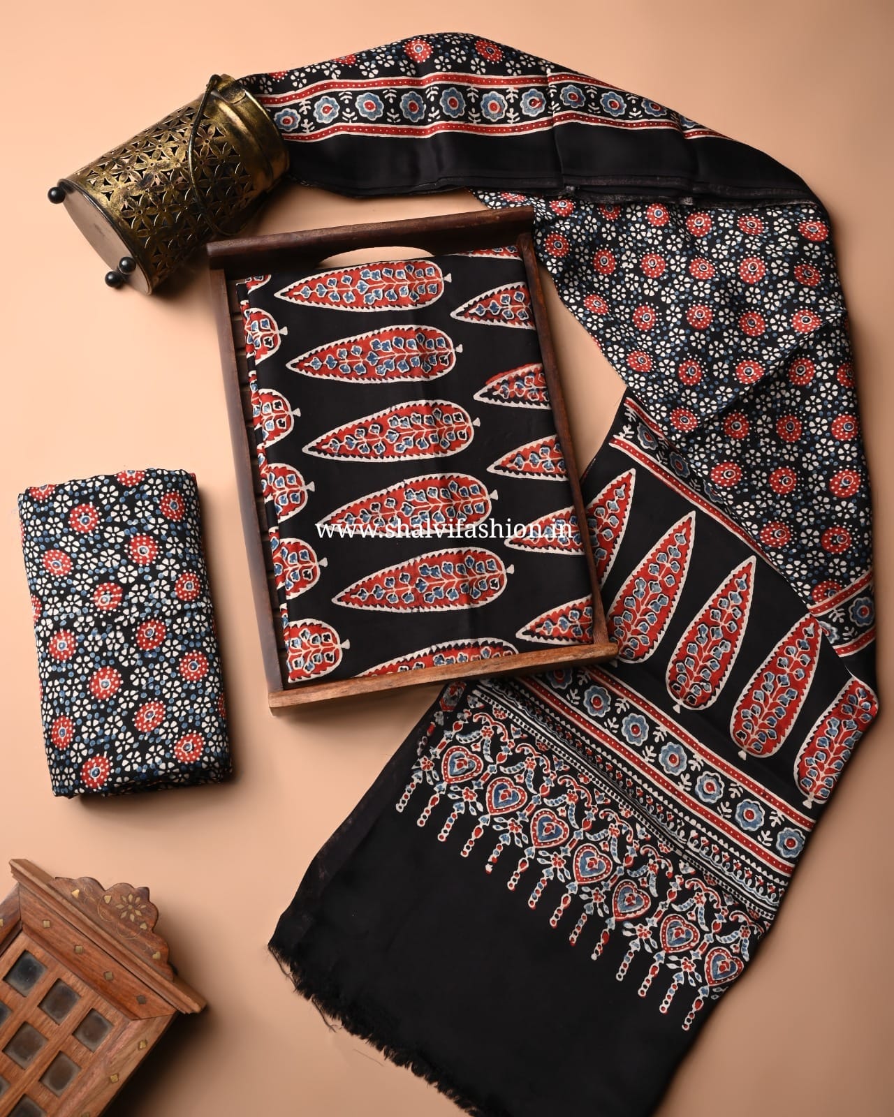 Shop traditional ajrak print modal silk suits (MOD14)