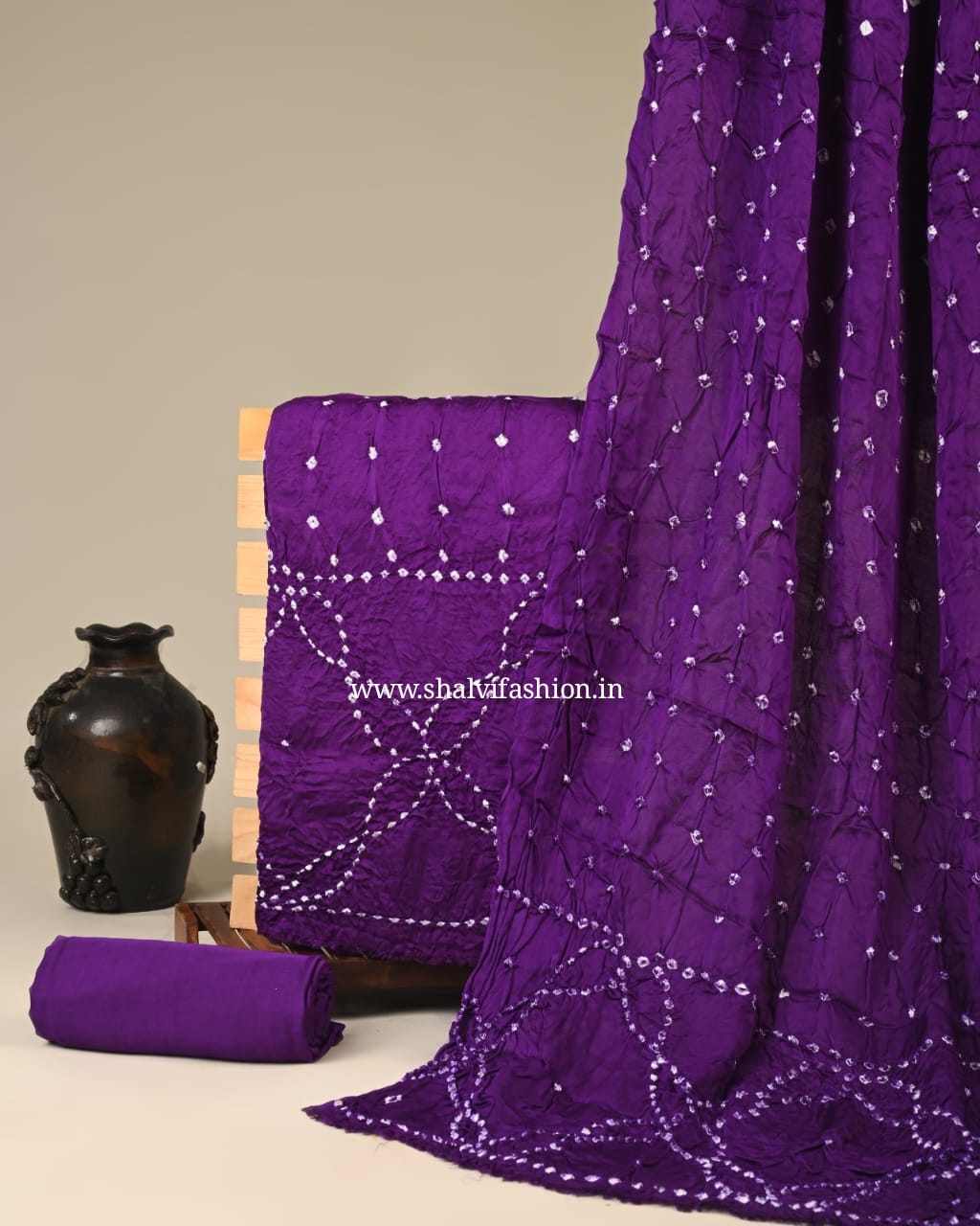 Shop bandhani printed modal silk suits online shopping (MOD142)