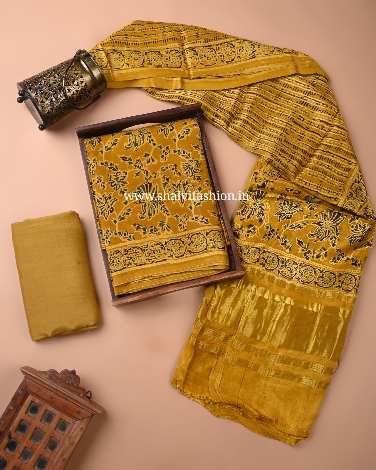 Shop block print modal silk suits online shopping with lagdipatta dupatta (MOD168)