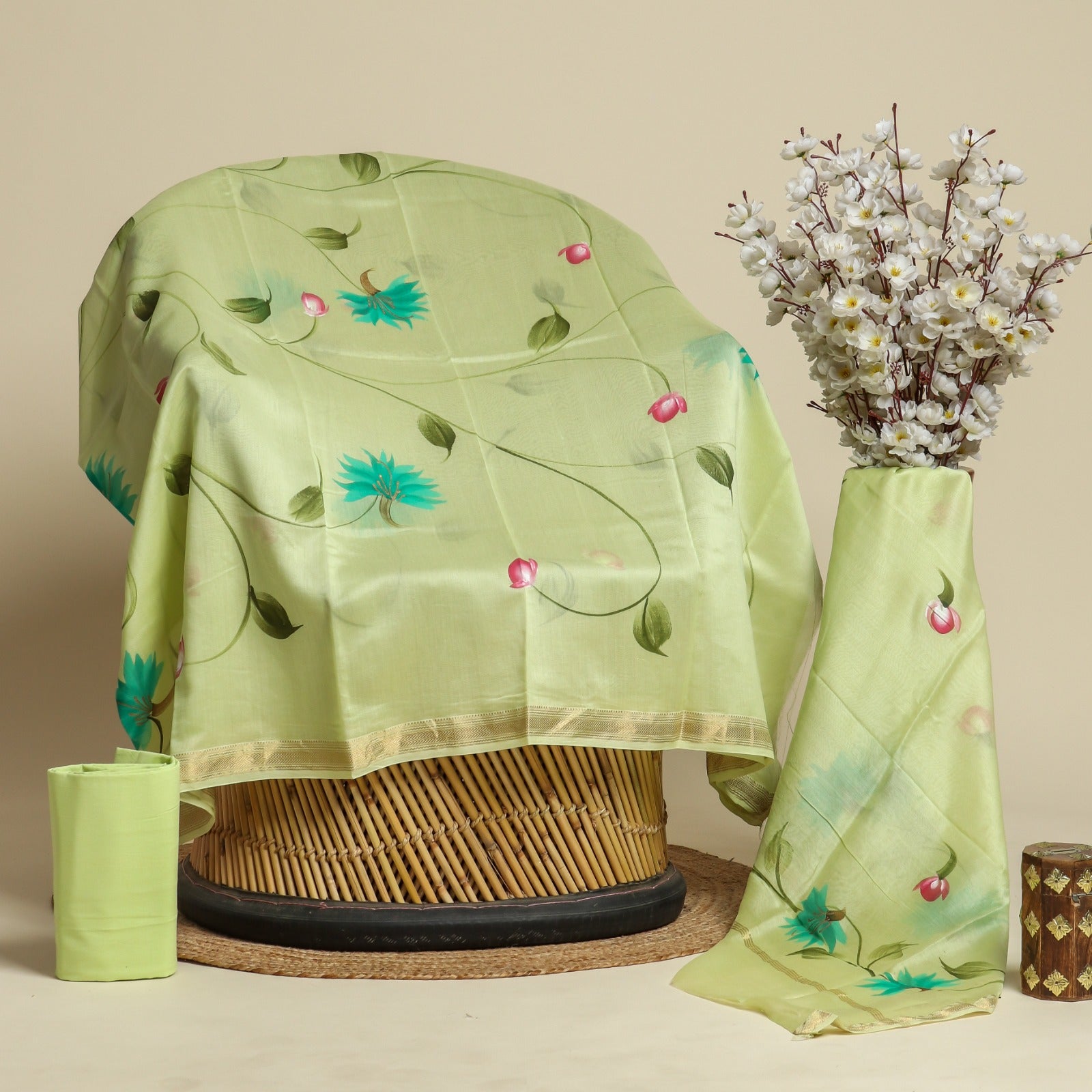 Shop unstitched hand paint maheshwari silk suits online (MSL127)