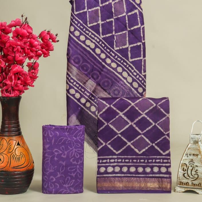 Shop block printed maheshwari silk suits in jaipur (MSL15)