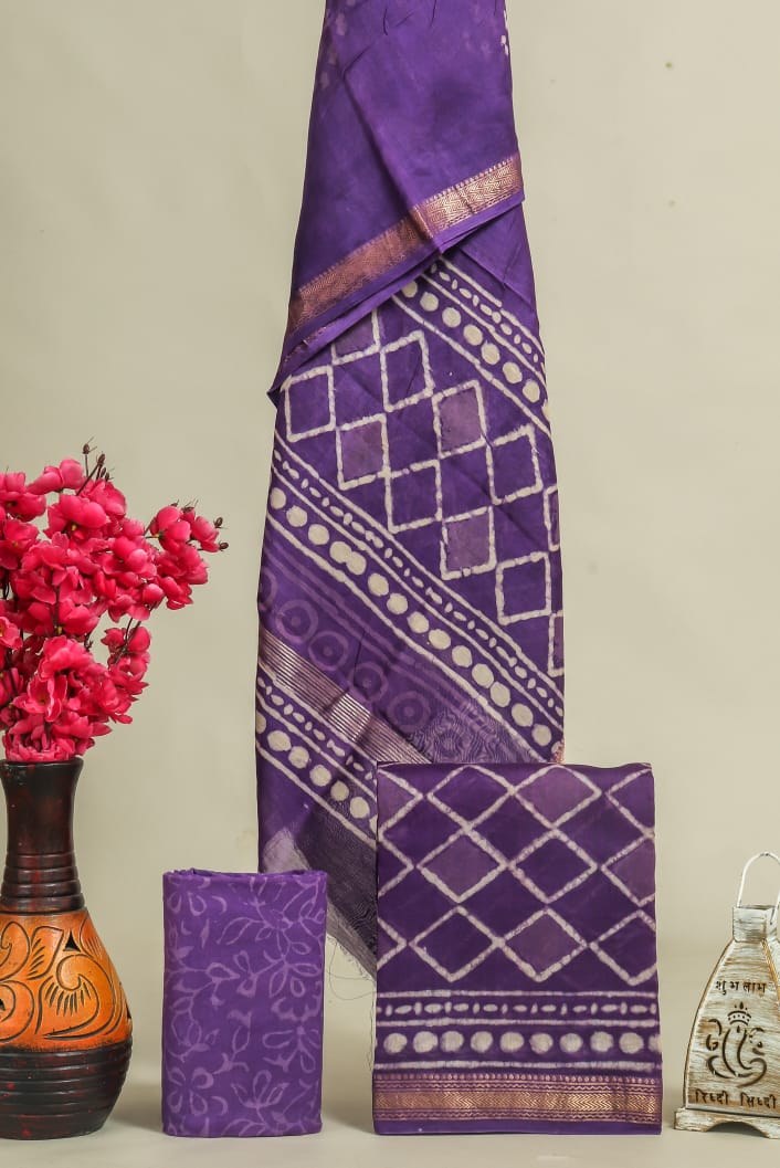 Shop block printed maheshwari silk suits in jaipur (MSL15)