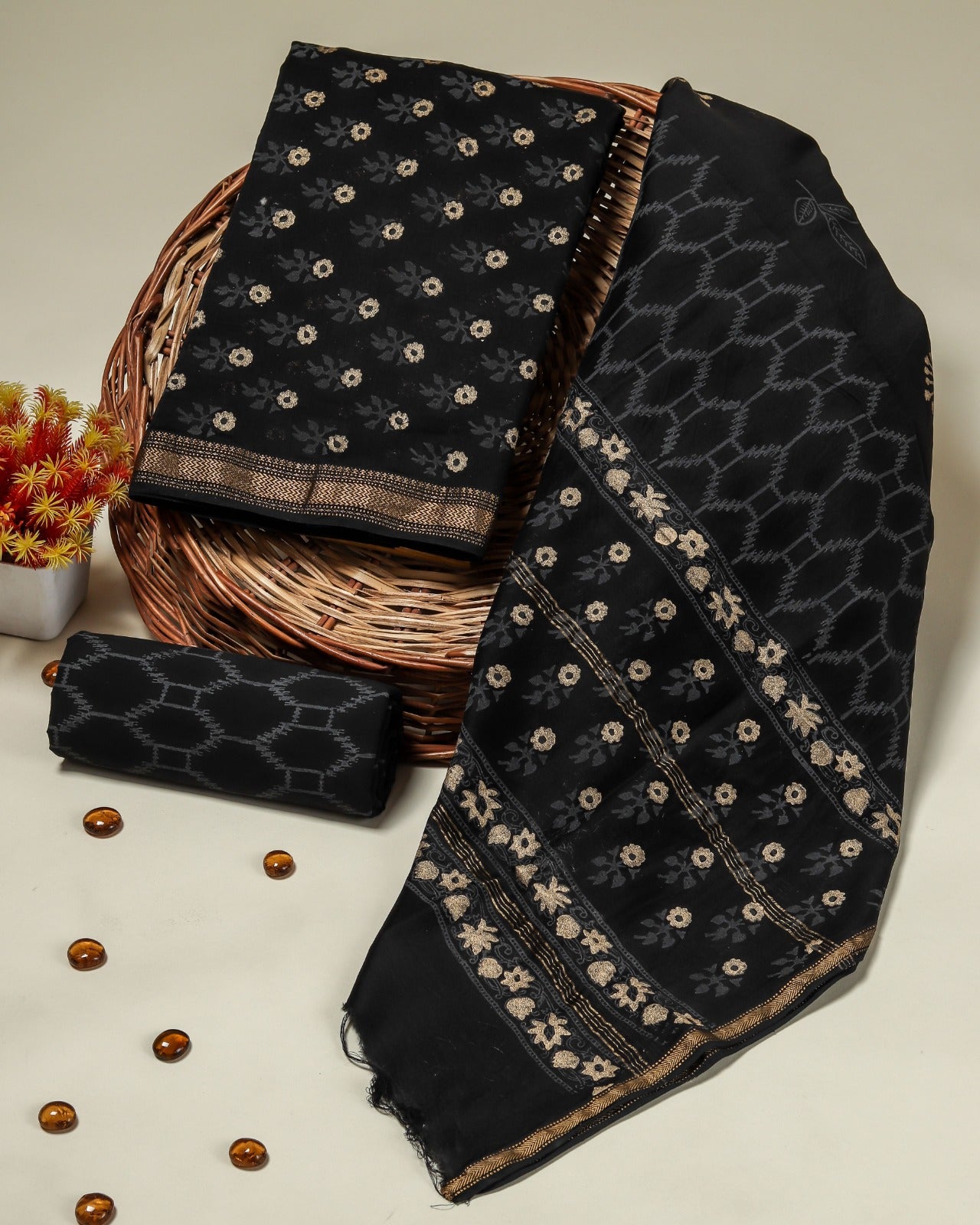 Shop block printed maheshwari silk suits in jaipur (MSL160)