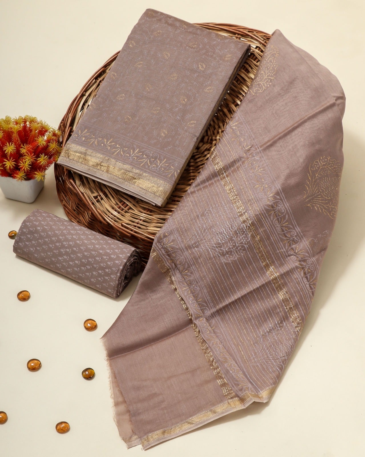 Shop hand block print maheshwari silk suits online (MSL169)