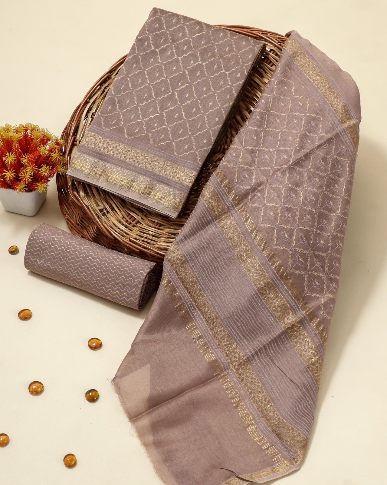 Shop block printed maheshwari silk suts online (MSL170)