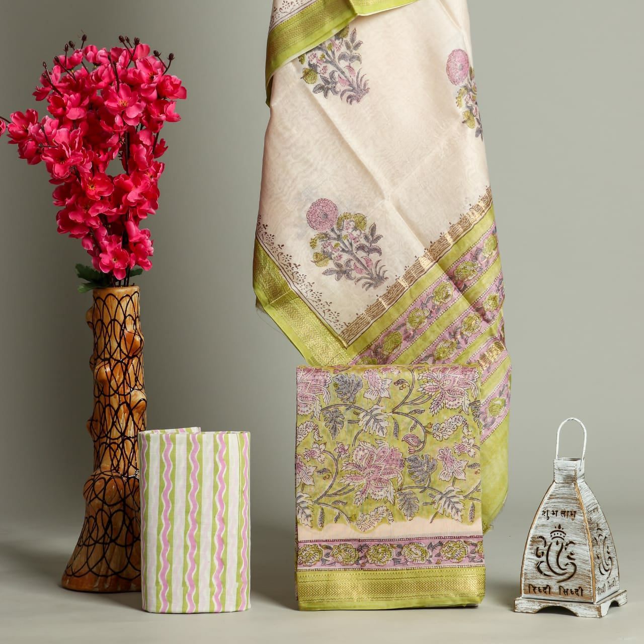 Shop hand block print maheshwari silk suits (MSL17)