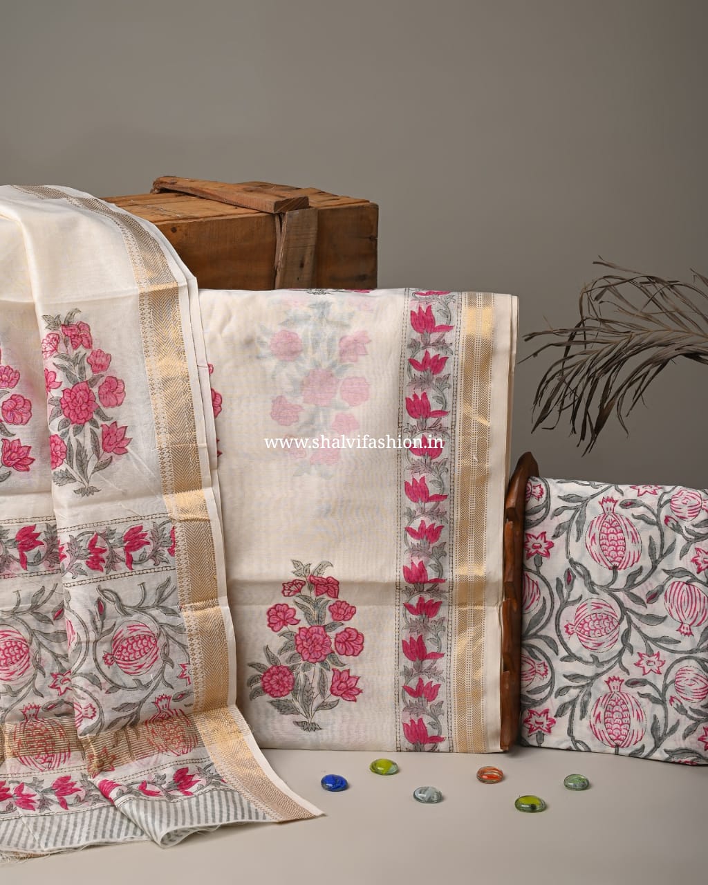 Shop block print maheshwari silk suits (MSL181)