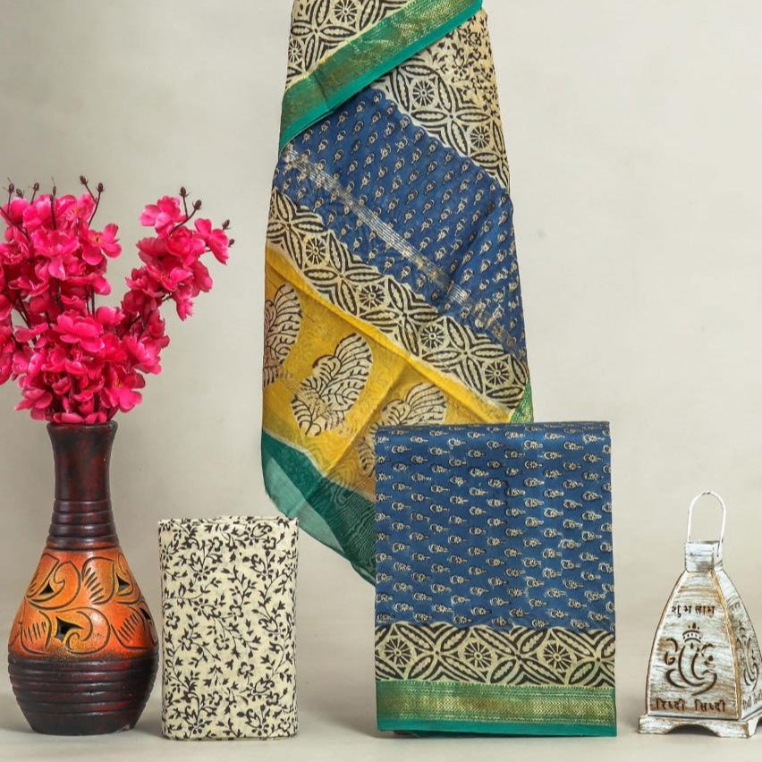 Shop unstitched block print maheshwari silk suits (MSL186)