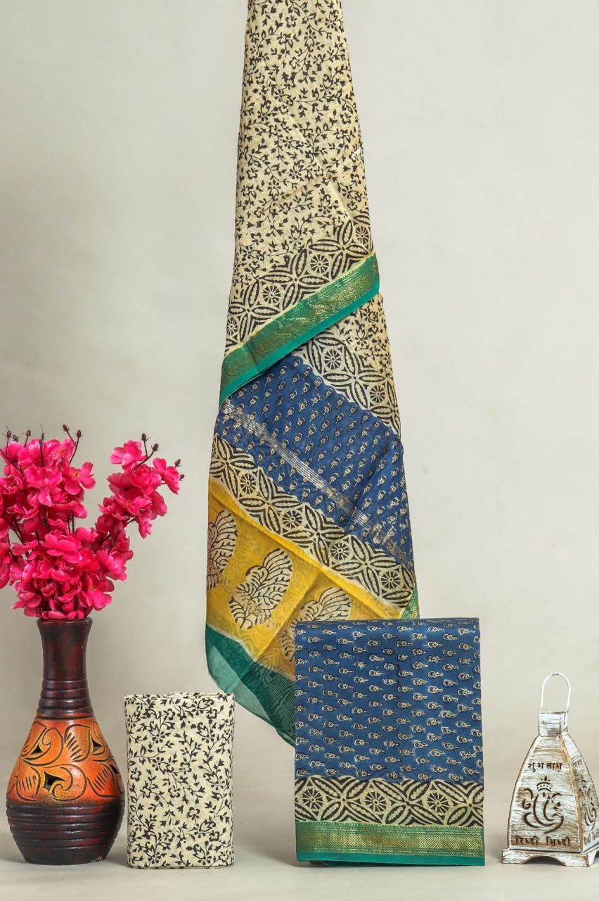 Shop unstitched block print maheshwari silk suits (MSL186)