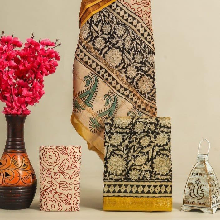 Shop block printed maheshwari silk suits in jaipur (MSL189)