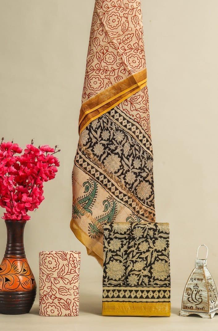 Jaal Print Maheshwari Silk Suit Set (MSL189)