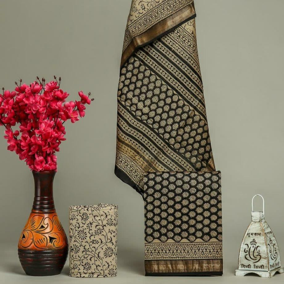 Shop unstitched block printed maheshwari silk suits in jaipur (MSL191)