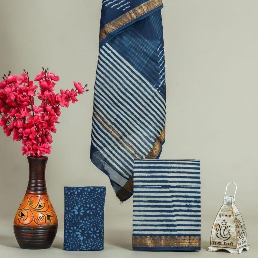 Shop indigo print maheshwari silk suits online (MSL192)