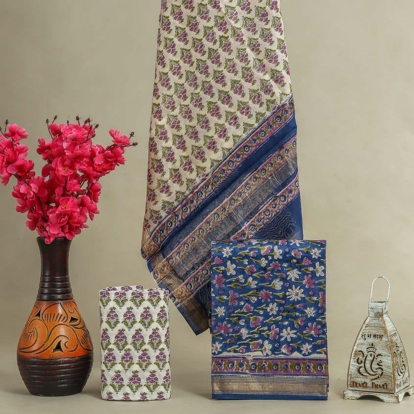 Shop hand block printed maheshwari silk suits online (MSL198)