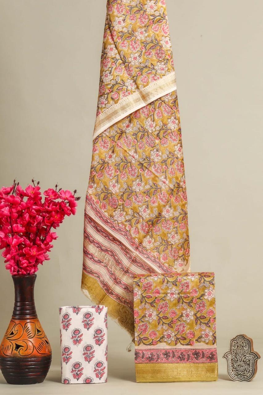 Shop unstitched jaipuri printed maheshwari silk suits (MSL205)