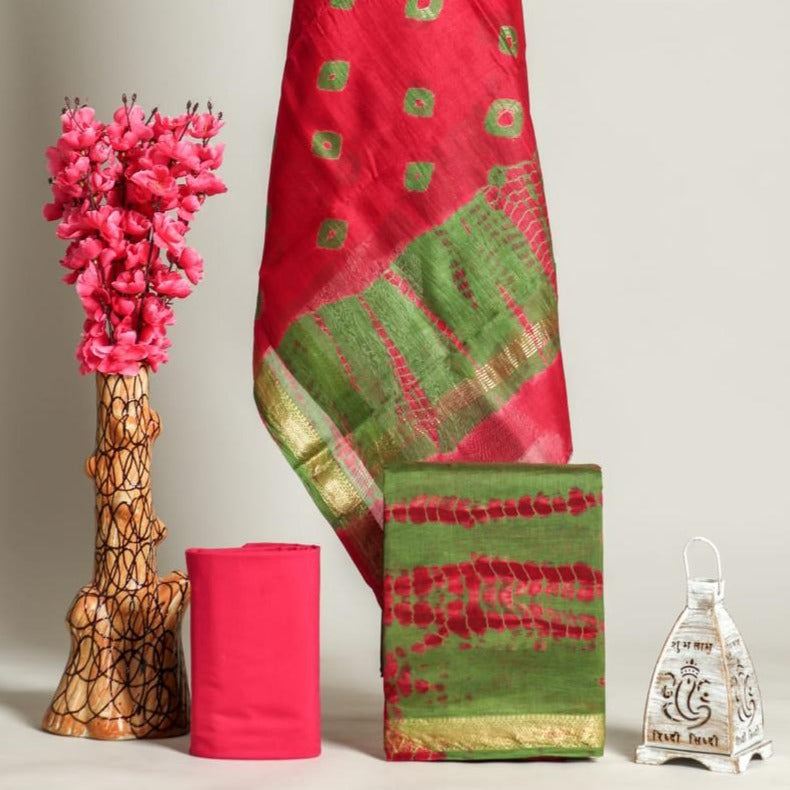 Shop tie and dye print maheshwari silk suit sets (MSL224)