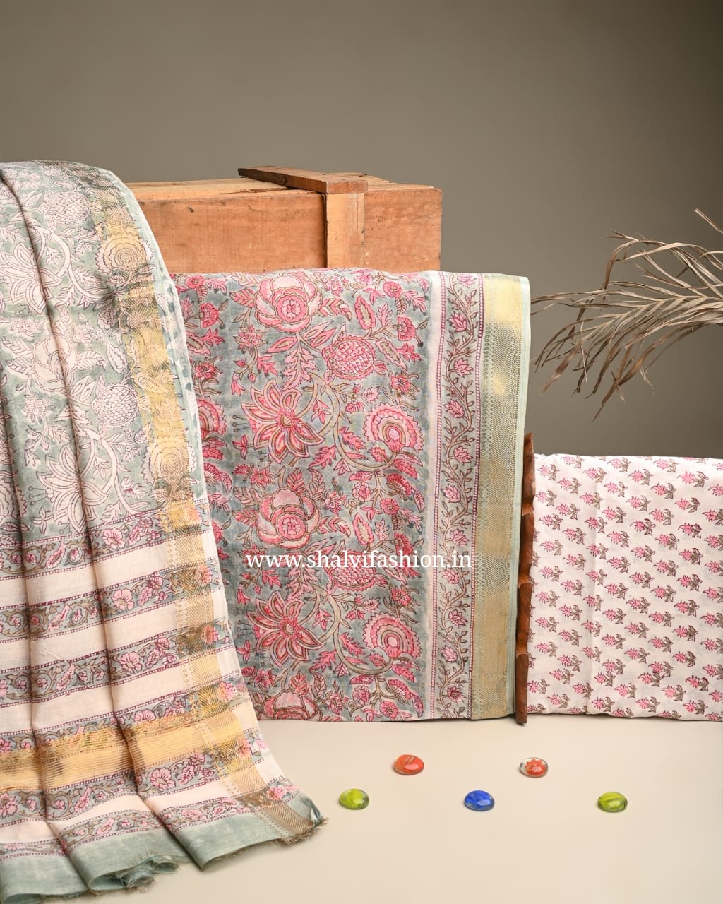 Shop block printed maheshwari silk suits online (MSL232)