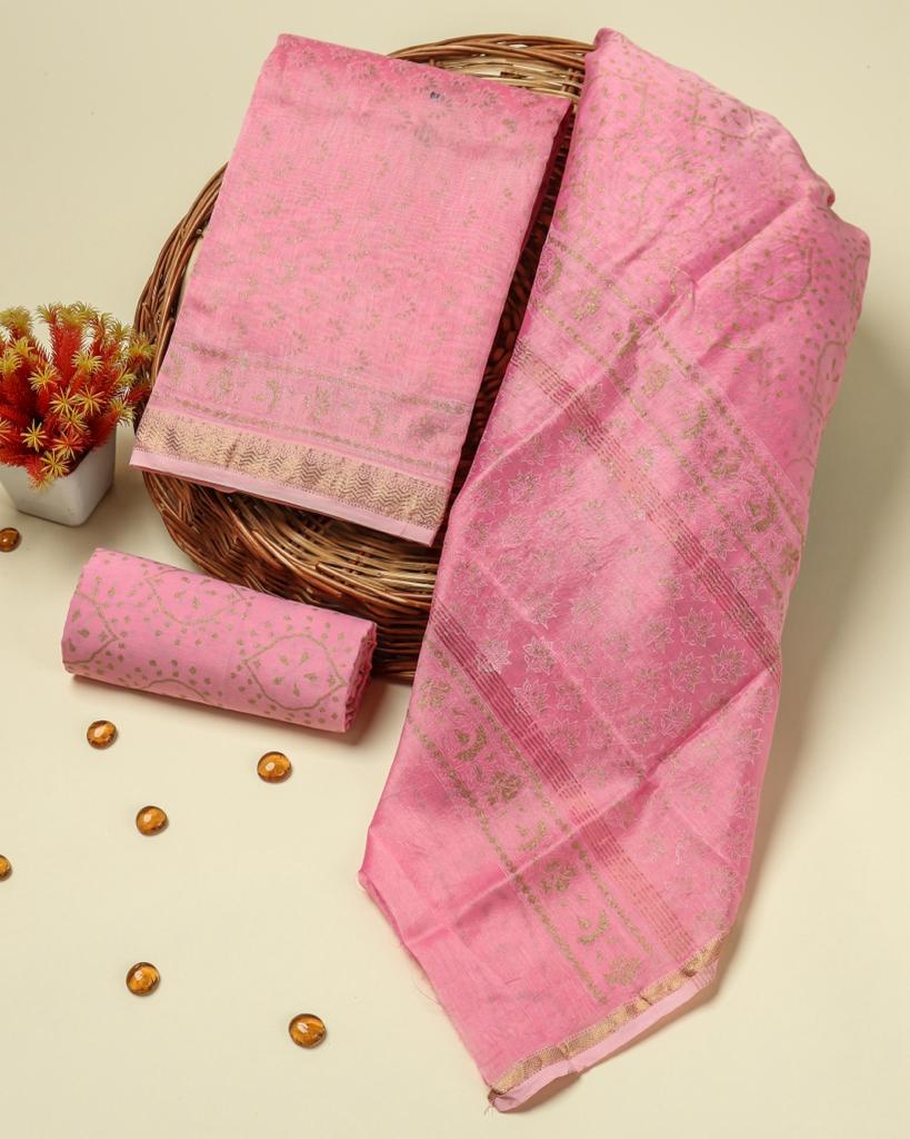 Shop hand block print maheshwari silk suits in jaipur (MSL238)