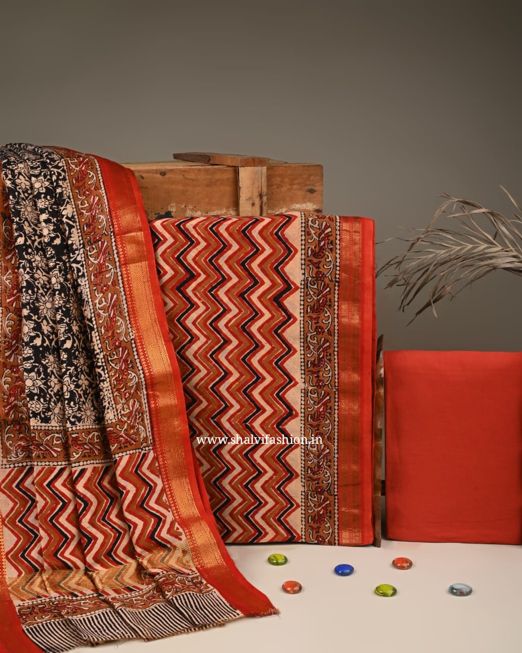 Shop hand block printed maheshwari silk suits online (MSL253)