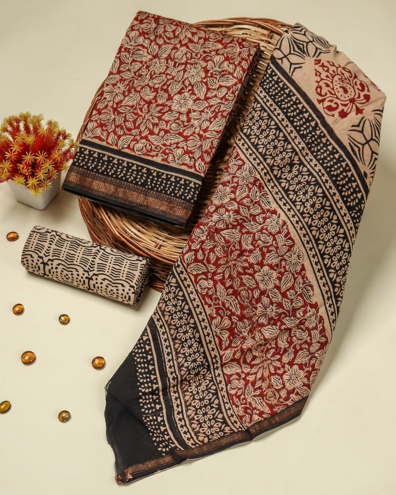 Shop bagru print maheshwari silk suits online shopping (MSL265)