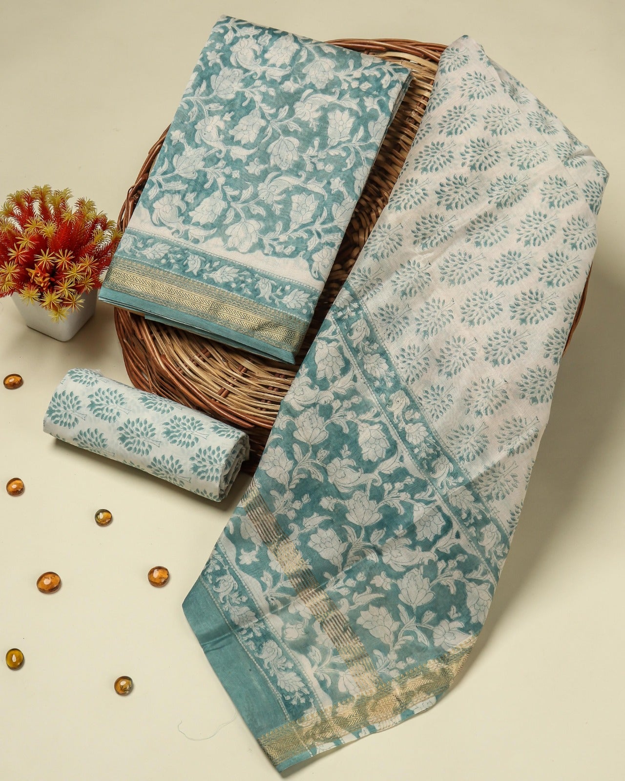 Shop hand block print maheshwari silk suits online shopping (MSL273)