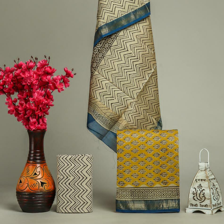 Shop bagru print maheshwari silk suits (MSL28)