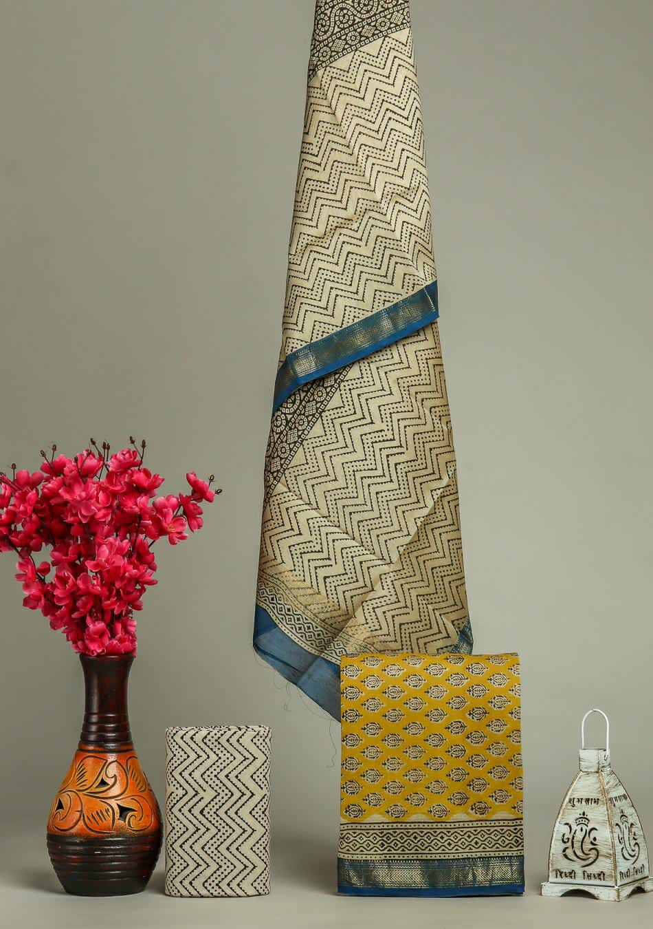 Shop bagru print maheshwari silk suits (MSL28)