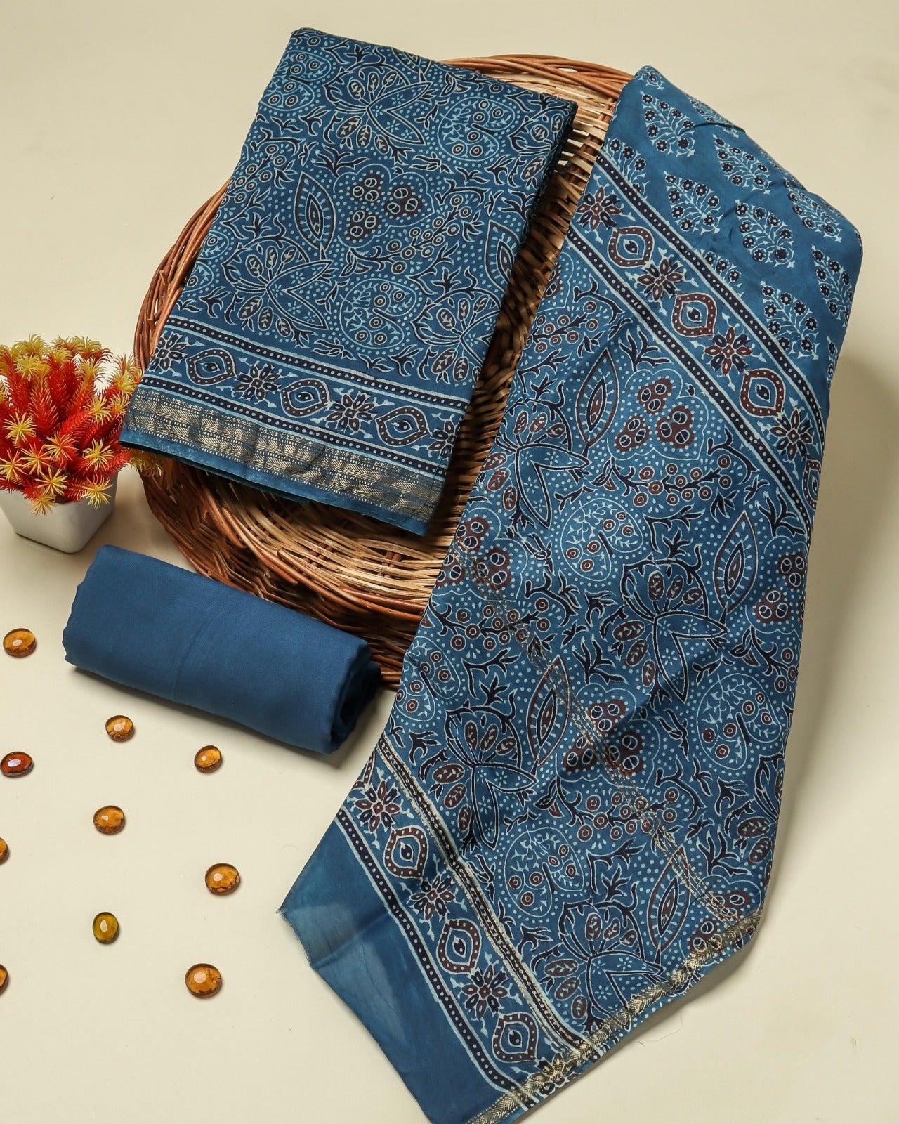 Shop block printed maheshwari silk suits online (MSL309)