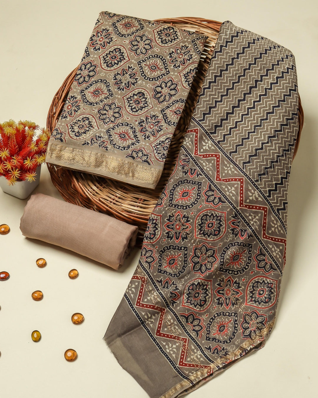 Shop block printed maheshwari silk suits in jaipur (MSL311)