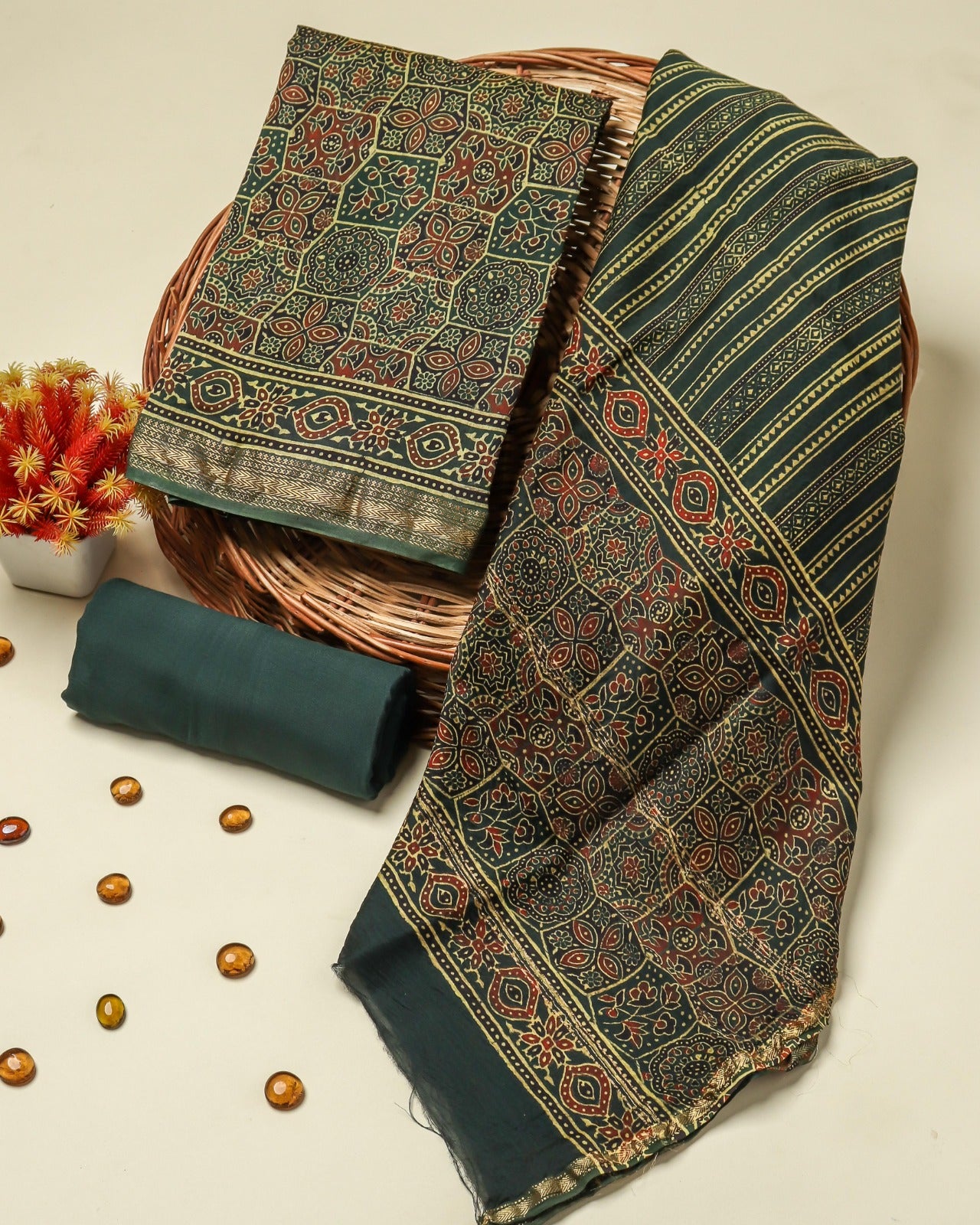 Shop block printed maheshwari silk suits online shopping (MSL312)