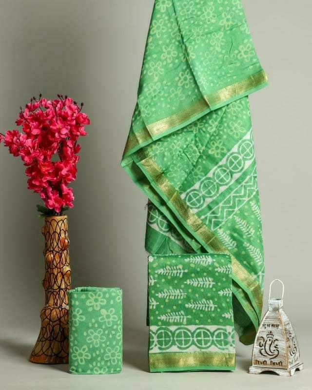 Shop block print maheshwari silk suits in jaipur (MSL358)