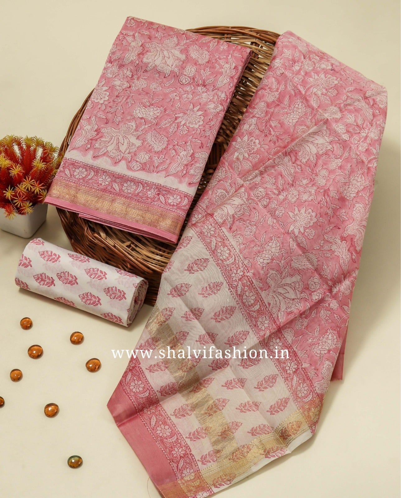 Shop block printed maheshwari silk suits online (MSL418)