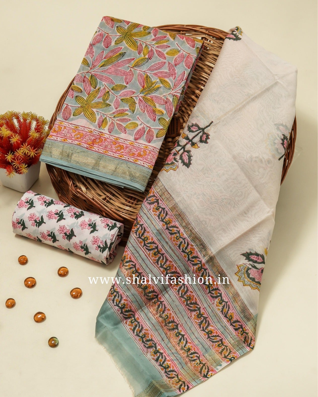 Shop block printed maheshwari silk suits online shopping (MSL419)