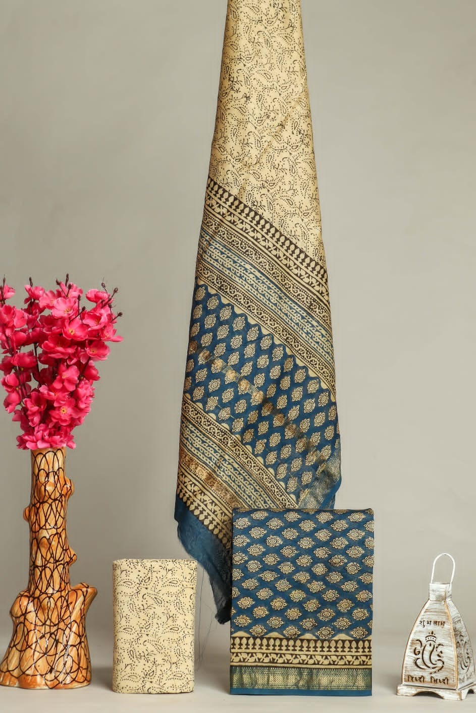 Shop unstitched bagru print maheshwari silk suits in jaipur (MSL41)