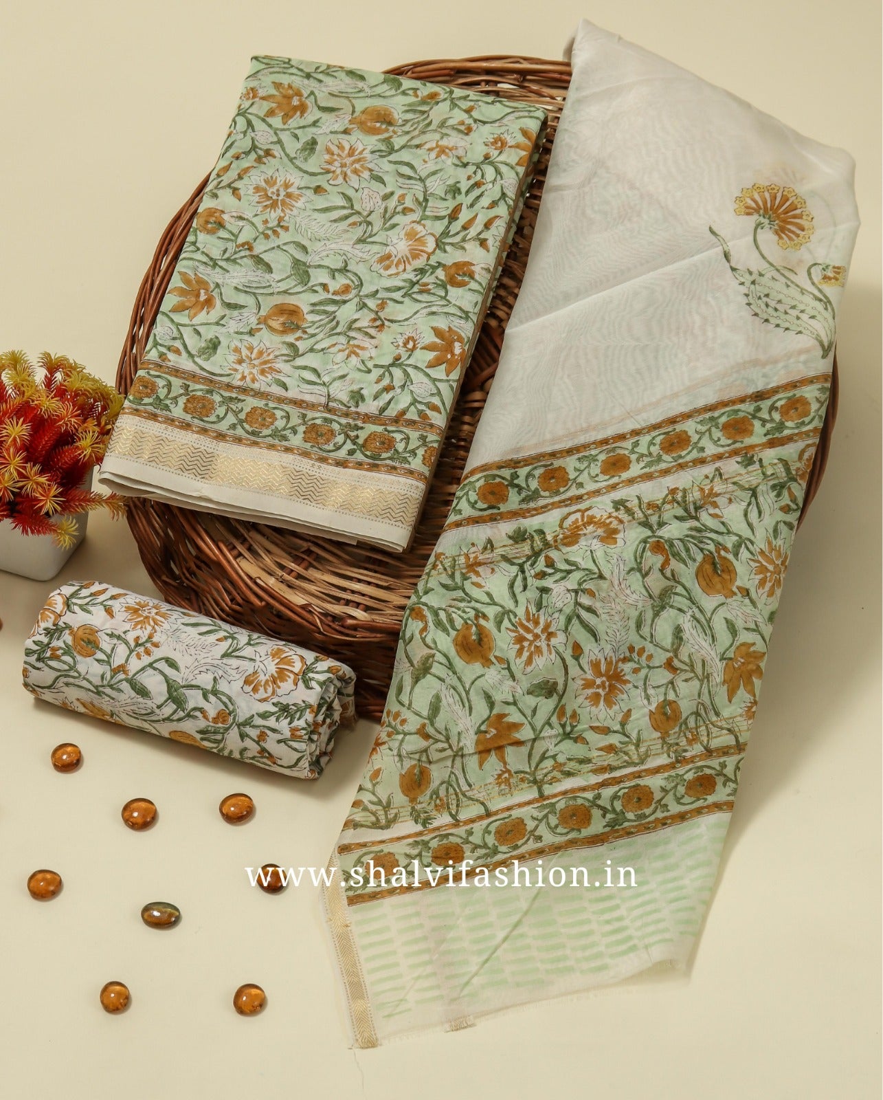 Shop hand block printed maheshwari silk suits online (MSL433)