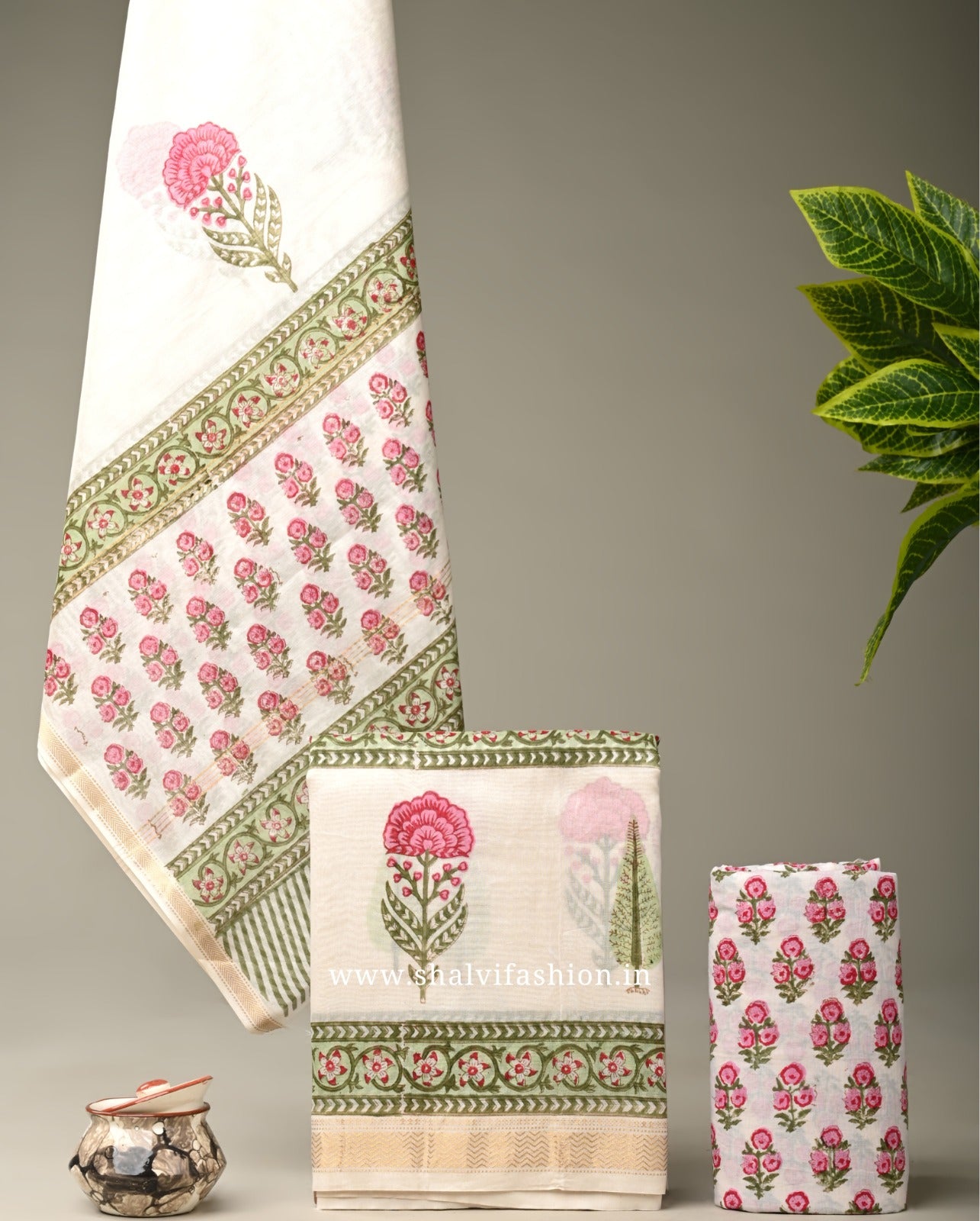 Shop hand block print maheshwari silk suits (MSL442)