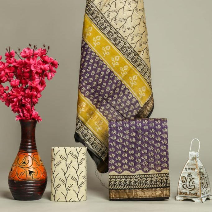 Shop unstitched block printed maheshwari silk suits (MSL460)