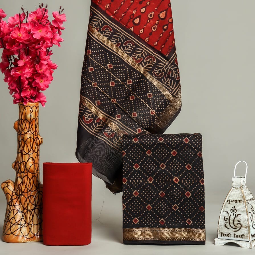 Shop block print maheshwari silk suits in jaipur (MSL466)